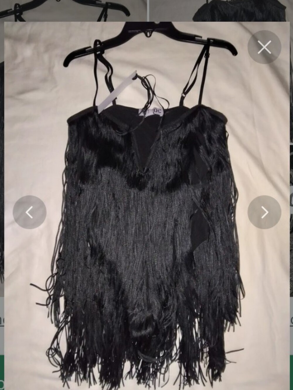 Source Unknown Black Fringe Camisole with Spaghetti Straps